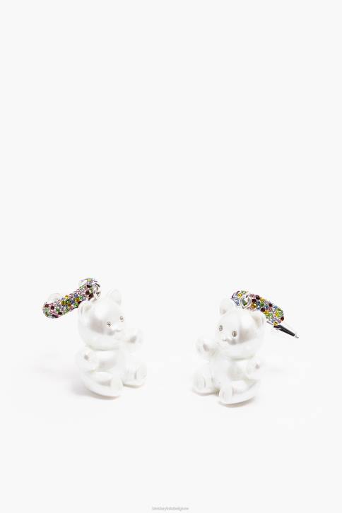 lange hars teddybeer oorbellen Bimba Y Lola parel accessoires 4HDL798