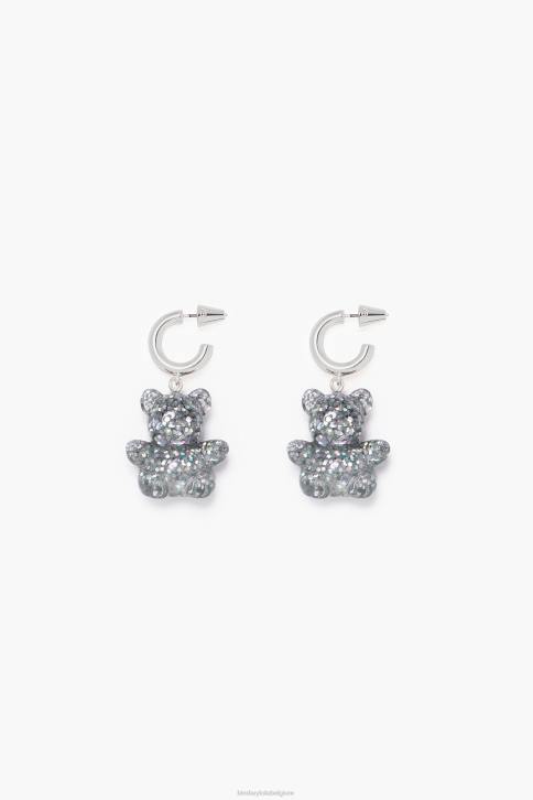 lange hars teddybeer oorbellen Bimba Y Lola zilver accessoires 4HDL797