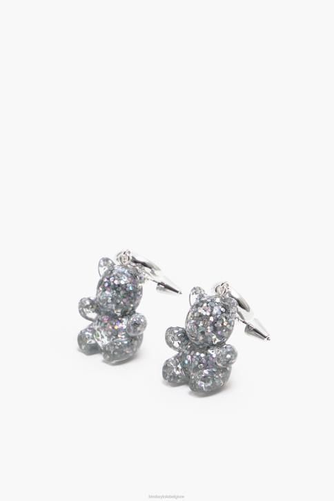 lange hars teddybeer oorbellen Bimba Y Lola zilver accessoires 4HDL797
