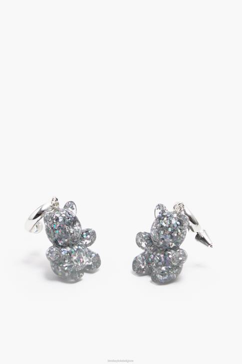 lange hars teddybeer oorbellen Bimba Y Lola zilver accessoires 4HDL797