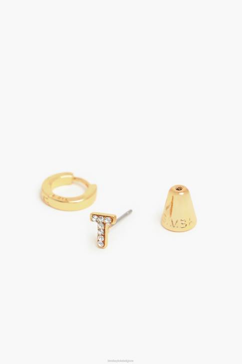 letter mini hoepel oorbellen Bimba Y Lola T accessoires 4HDL1168