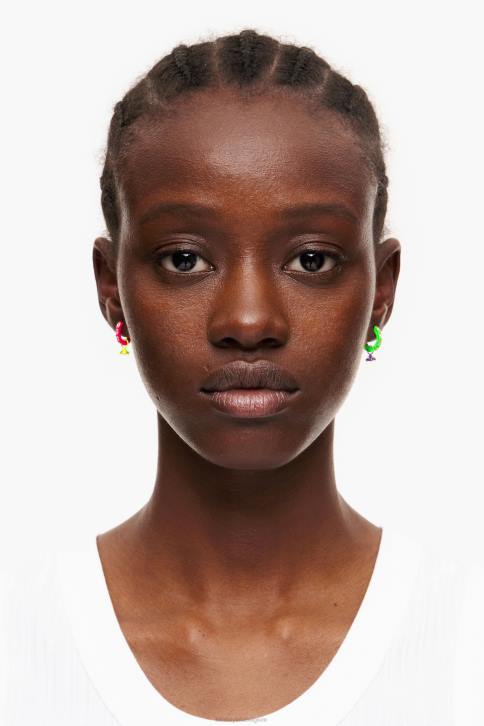 neon hoepel oorbellen Bimba Y Lola kristal accessoires 4HDL748