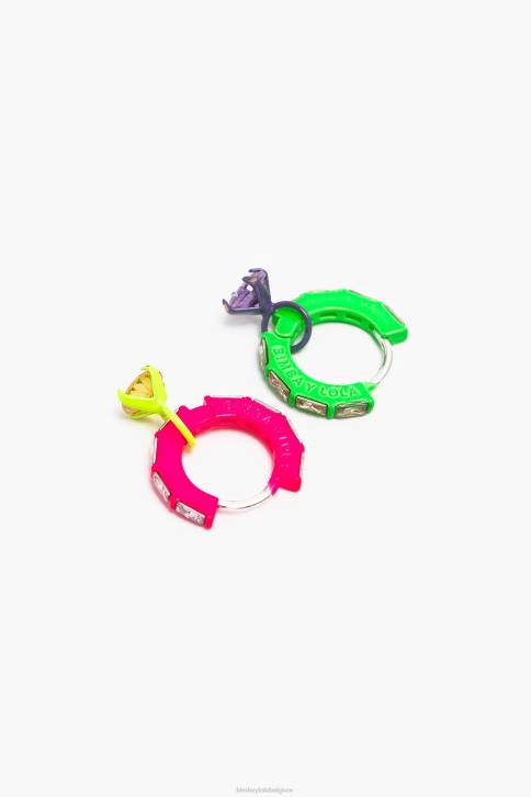 neon hoepel oorbellen Bimba Y Lola kristal accessoires 4HDL748