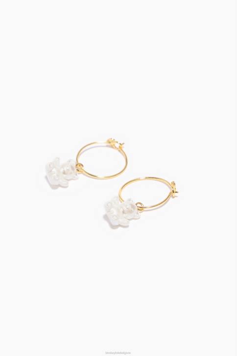 parel teddybeer oorringen Bimba Y Lola gouden accessoires 4HDL802
