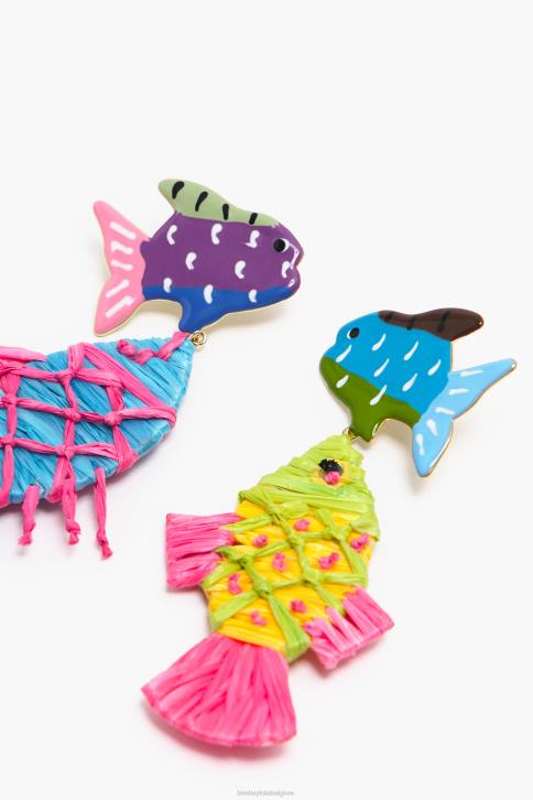 raffia vis oorbellen Bimba Y Lola veelkleurig accessoires 4HDL697