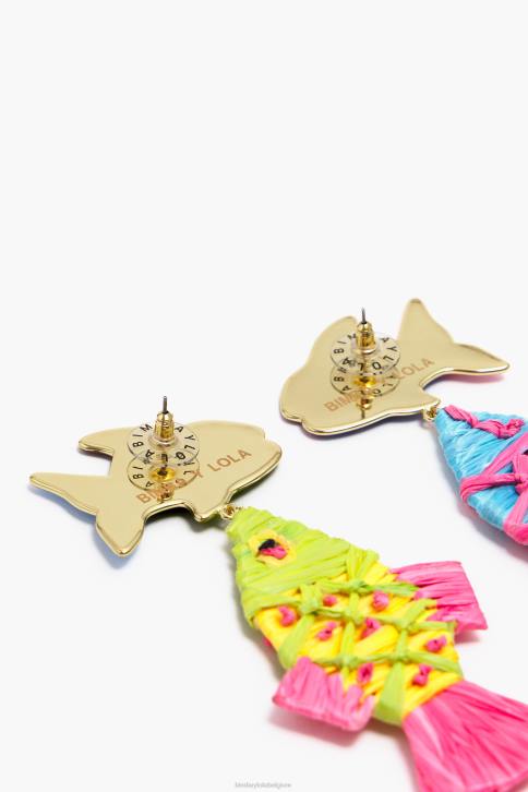 raffia vis oorbellen Bimba Y Lola veelkleurig accessoires 4HDL697