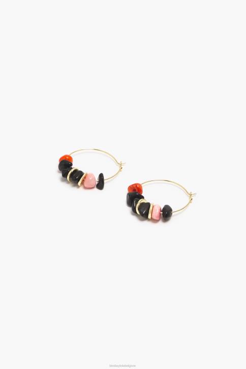 stenen hoepel oorbellen Bimba Y Lola zwart accessoires 4HDL769