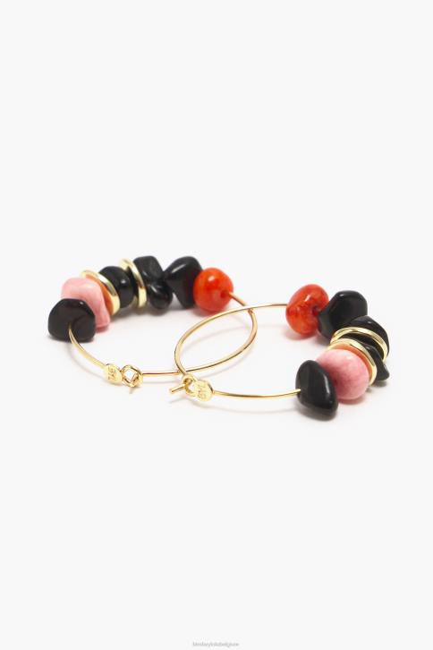 stenen hoepel oorbellen Bimba Y Lola zwart accessoires 4HDL769