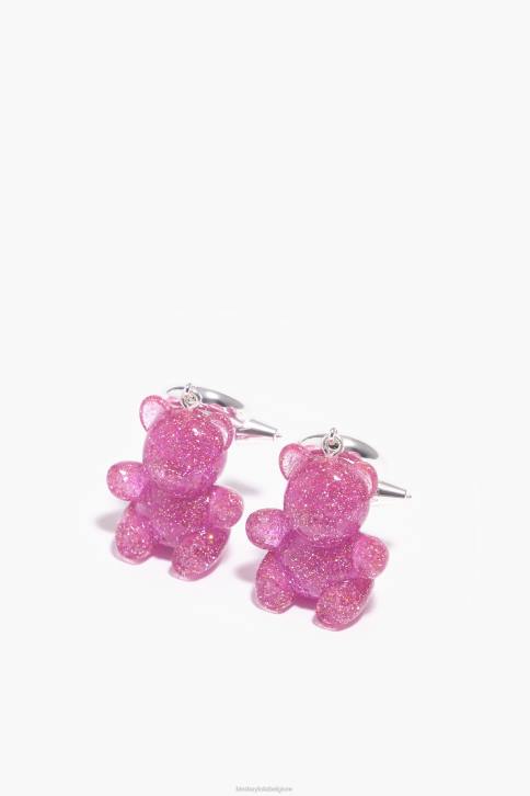 teddybeer hoepel oorbellen Bimba Y Lola roze accessoires 4HDL1139