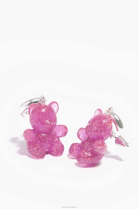 teddybeer hoepel oorbellen Bimba Y Lola roze accessoires 4HDL1139