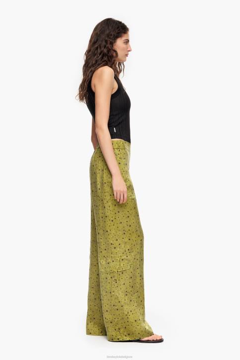 bloemen full print cupro broek Bimba Y Lola khaki kleding 4HDL437