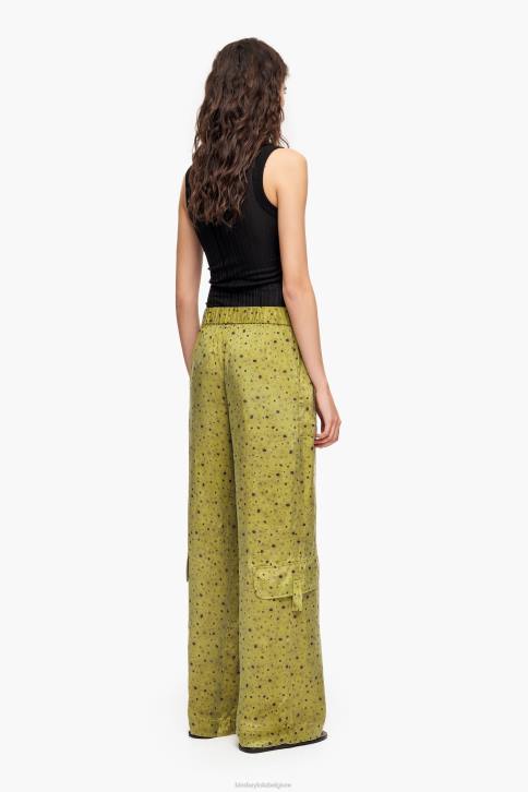 bloemen full print cupro broek Bimba Y Lola khaki kleding 4HDL437