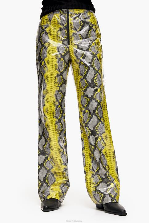 rechte broek met pythonprint Bimba Y Lola geel kleding 4HDL434