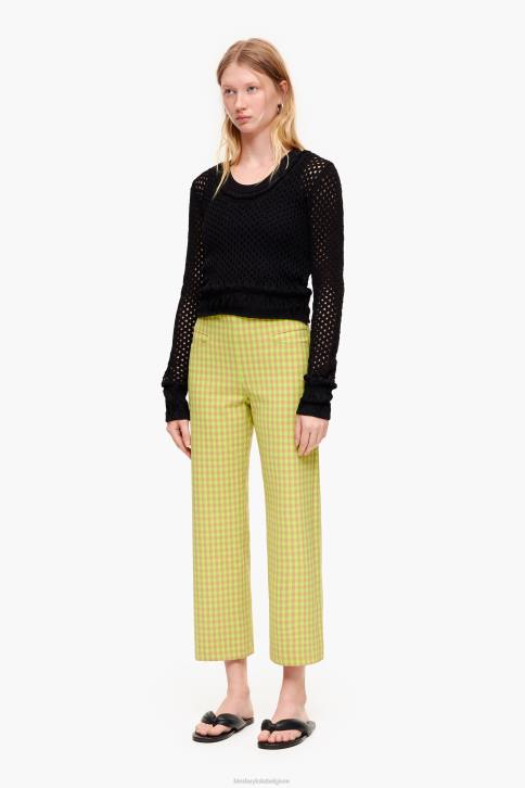 stretch geruite broek Bimba Y Lola limoen en bruin kleding 4HDL436