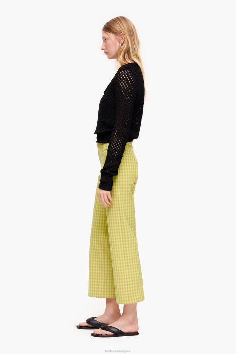 stretch geruite broek Bimba Y Lola limoen en bruin kleding 4HDL436