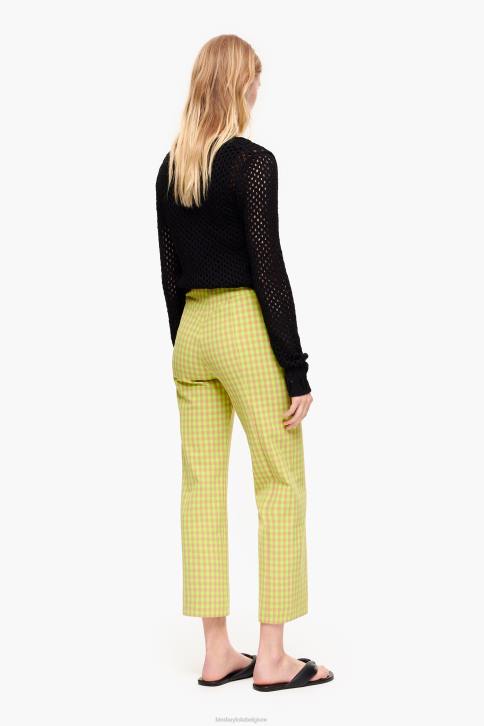 stretch geruite broek Bimba Y Lola limoen en bruin kleding 4HDL436