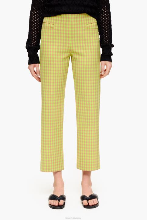 stretch geruite broek Bimba Y Lola limoen en bruin kleding 4HDL436