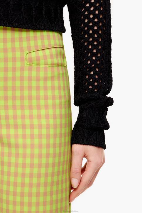 stretch geruite broek Bimba Y Lola limoen en bruin kleding 4HDL436