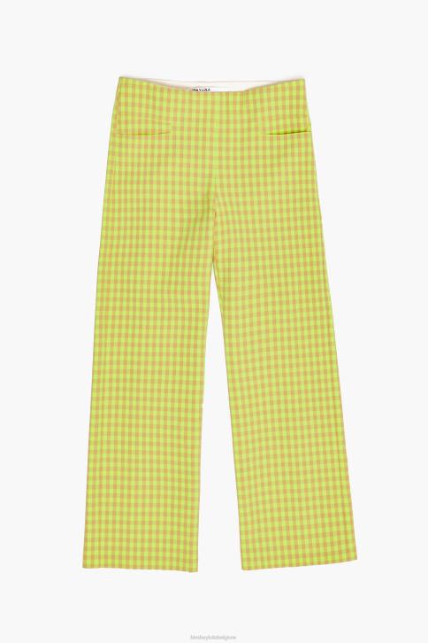 stretch geruite broek Bimba Y Lola limoen en bruin kleding 4HDL436