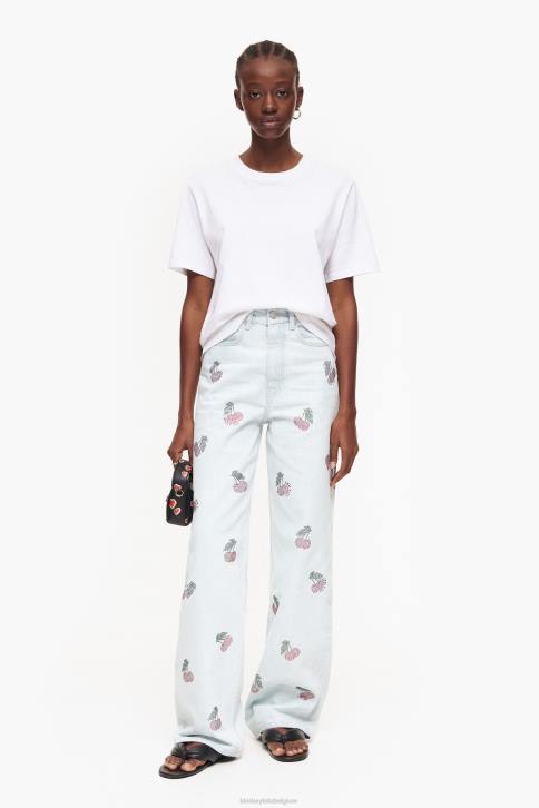wijde pijpen - wijde jeans met kersen Bimba Y Lola blauw kleding 4HDL408