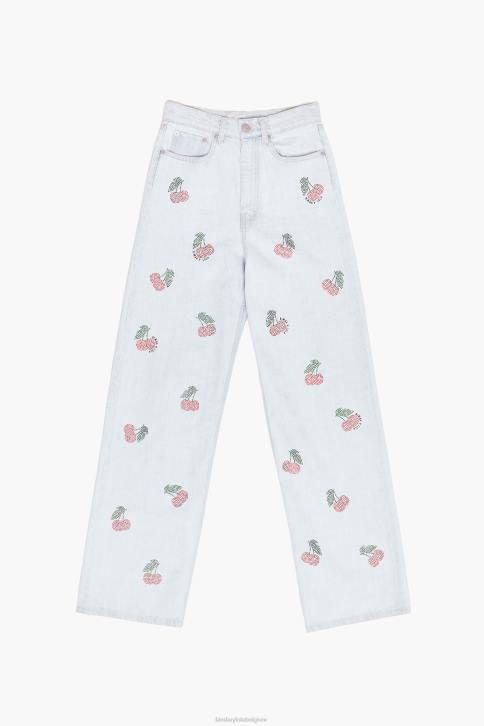 wijde pijpen - wijde jeans met kersen Bimba Y Lola blauw kleding 4HDL508