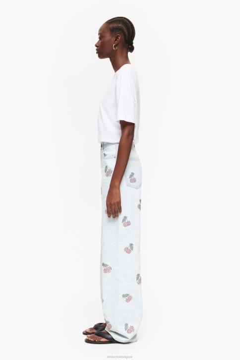 wijde pijpen - wijde jeans met kersen Bimba Y Lola blauw kleding 4HDL508