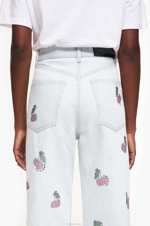 wijde pijpen - wijde jeans met kersen Bimba Y Lola blauw kleding 4HDL508