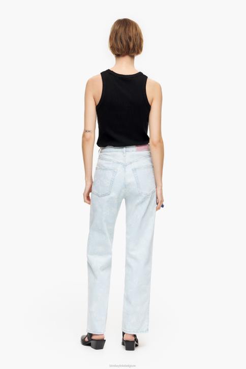 rechte cropped jeans met pandaprint en camouflageprint Bimba Y Lola blauw kleding 4HDL451