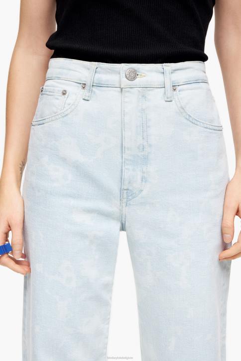 rechte cropped jeans met pandaprint en camouflageprint Bimba Y Lola blauw kleding 4HDL451