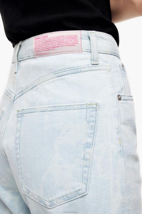 rechte cropped jeans met pandaprint en camouflageprint Bimba Y Lola blauw kleding 4HDL451