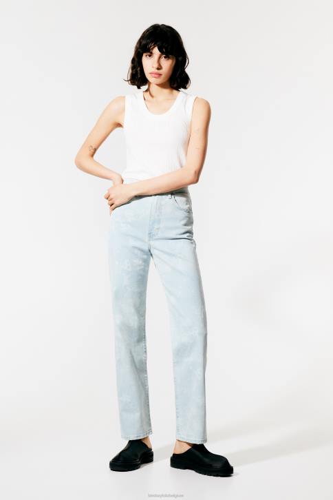 rechte cropped jeans met pandaprint en camouflageprint Bimba Y Lola blauw kleding 4HDL528