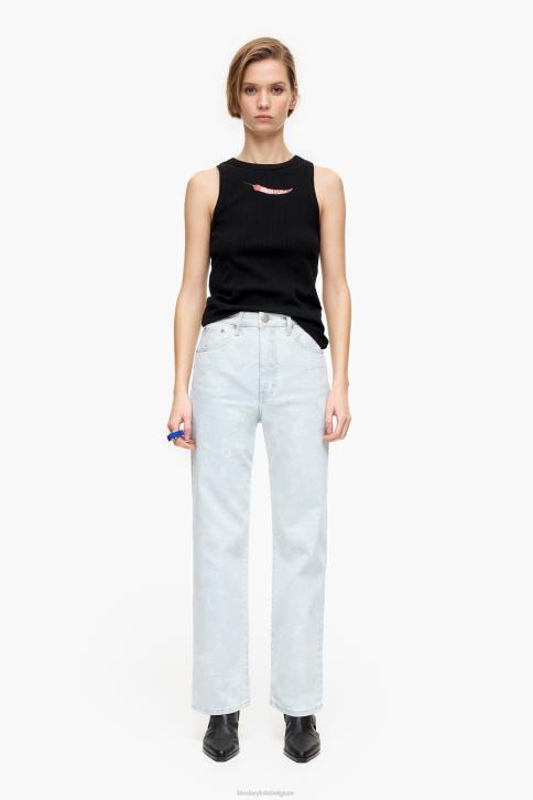 rechte cropped jeans met pandaprint en camouflageprint Bimba Y Lola blauw kleding 4HDL529