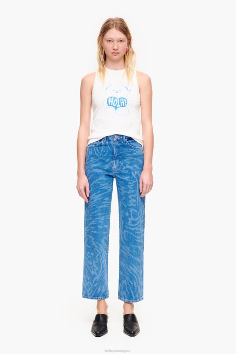 rechte cropped jeans met vlindervleugelprint Bimba Y Lola blauw kleding 4HDL452