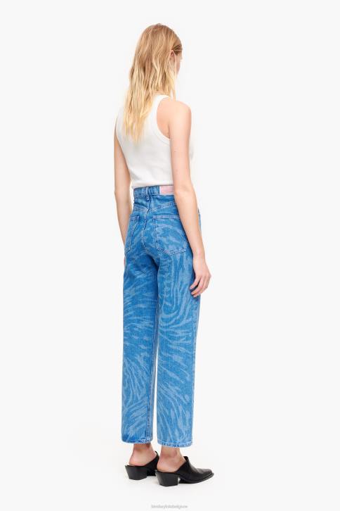 rechte cropped jeans met vlindervleugelprint Bimba Y Lola blauw kleding 4HDL534