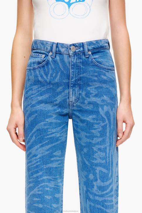 rechte cropped jeans met vlindervleugelprint Bimba Y Lola blauw kleding 4HDL534