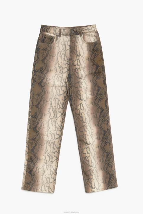 rechte cropped rechte jeans met pythonpixelprint Bimba Y Lola khaki kleding 4HDL538