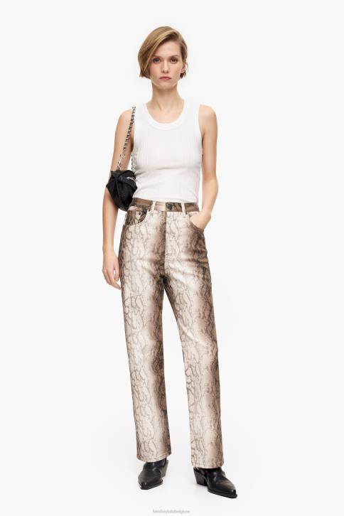 rechte cropped rechte jeans met pythonpixelprint Bimba Y Lola khaki kleding 4HDL538