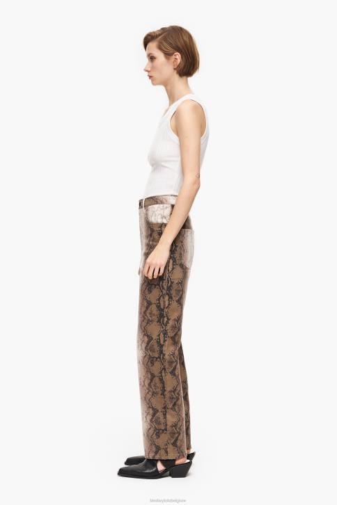 rechte cropped rechte jeans met pythonpixelprint Bimba Y Lola khaki kleding 4HDL538