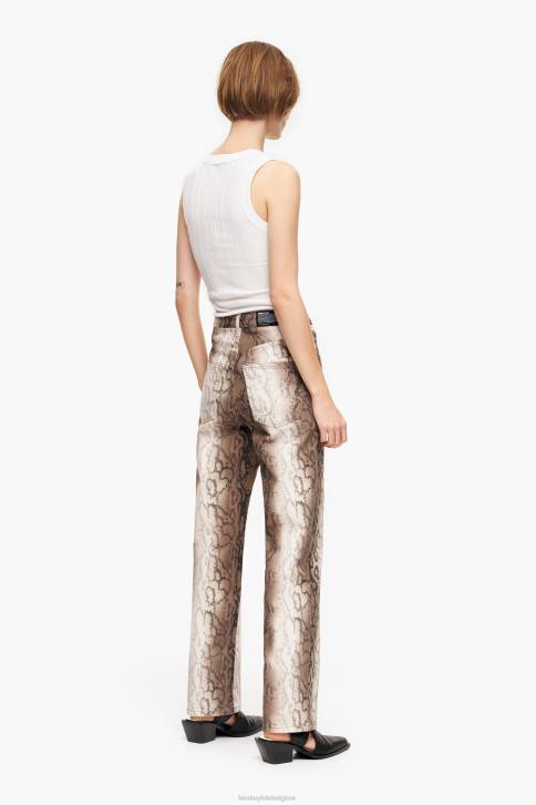 rechte cropped rechte jeans met pythonpixelprint Bimba Y Lola khaki kleding 4HDL538
