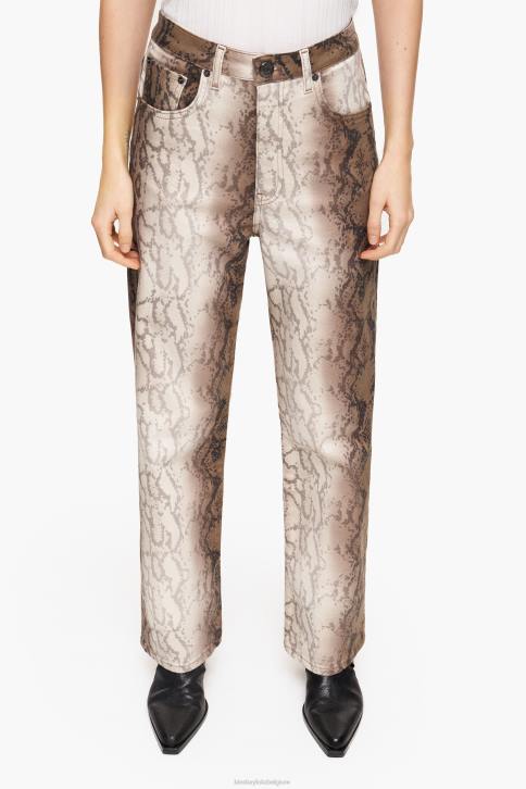 rechte cropped rechte jeans met pythonpixelprint Bimba Y Lola khaki kleding 4HDL538
