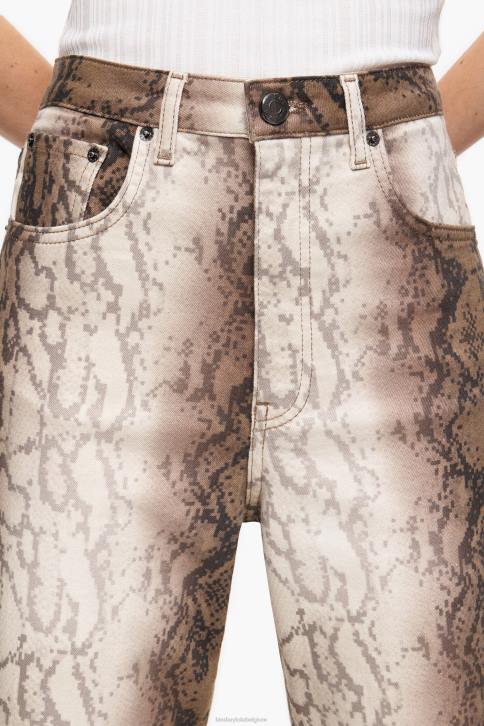rechte cropped rechte jeans met pythonpixelprint Bimba Y Lola khaki kleding 4HDL538