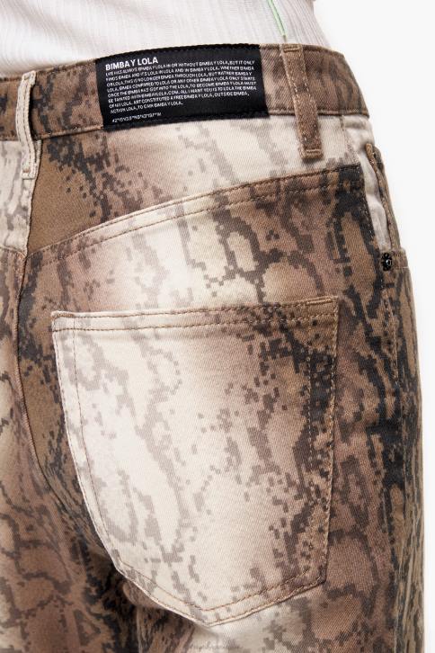 rechte cropped rechte jeans met pythonpixelprint Bimba Y Lola khaki kleding 4HDL538