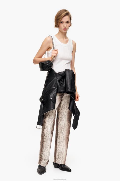 rechte cropped rechte jeans met pythonpixelprint Bimba Y Lola khaki kleding 4HDL538