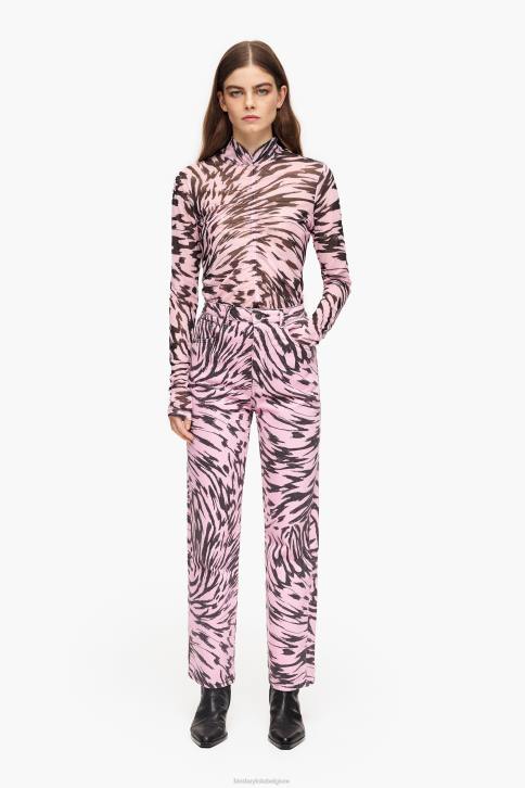 rechte cropped rechte jeans met vlindervleugelprint Bimba Y Lola roze kleding 4HDL426