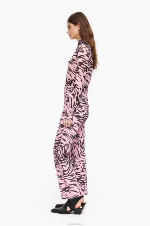 rechte cropped rechte jeans met vlindervleugelprint Bimba Y Lola roze kleding 4HDL426