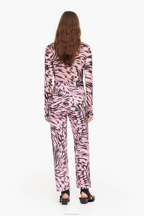 rechte cropped rechte jeans met vlindervleugelprint Bimba Y Lola roze kleding 4HDL426