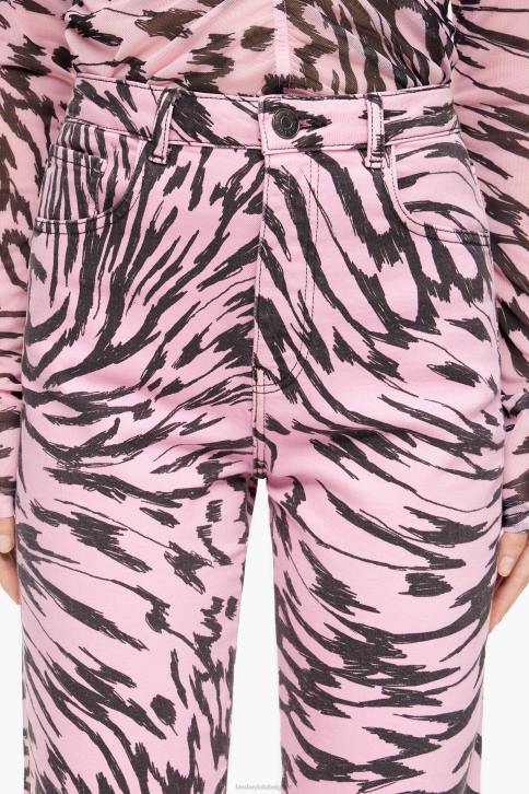 rechte cropped rechte jeans met vlindervleugelprint Bimba Y Lola roze kleding 4HDL426