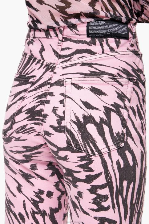 rechte cropped rechte jeans met vlindervleugelprint Bimba Y Lola roze kleding 4HDL426