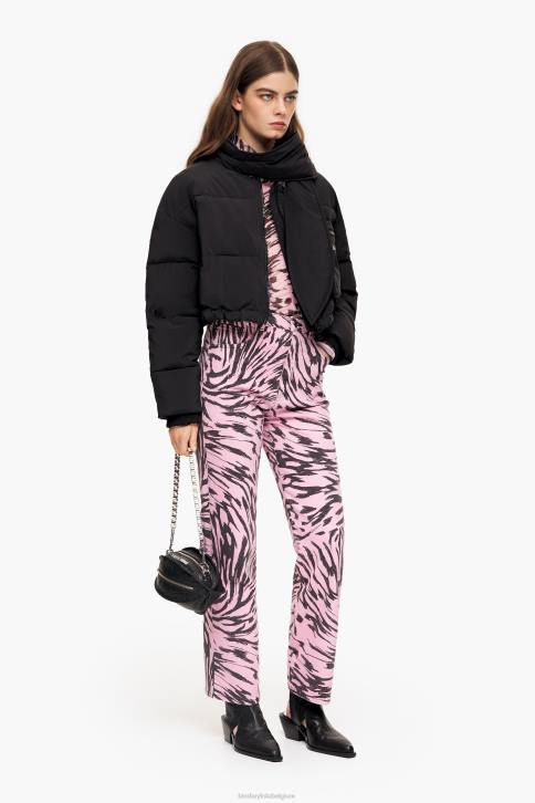 rechte cropped rechte jeans met vlindervleugelprint Bimba Y Lola roze kleding 4HDL426