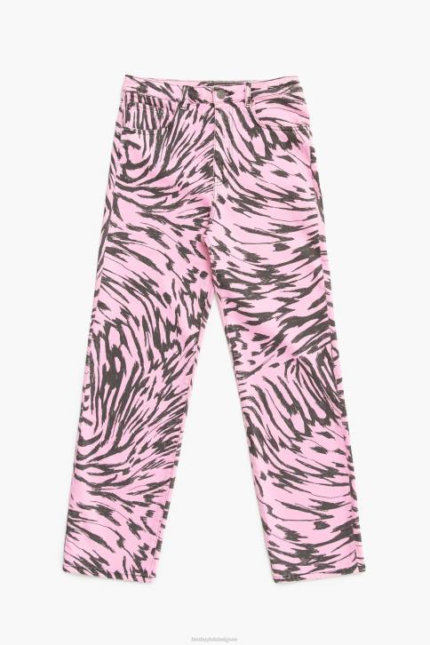 rechte cropped rechte jeans met vlindervleugelprint Bimba Y Lola roze kleding 4HDL537